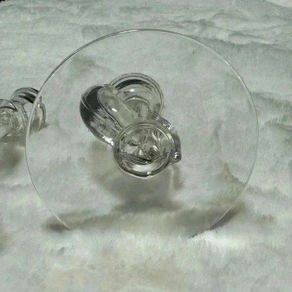 VTG Fostoria Depression Glass Candlestick Holders Beaded Glam Cottagecore EUC - Picture 8 of 9